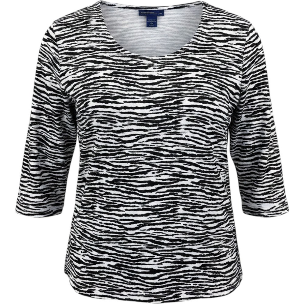 Karen Scott Top Women XL Black White Zebra Print 3/4 Sleeve‎ Casual Classic Bold